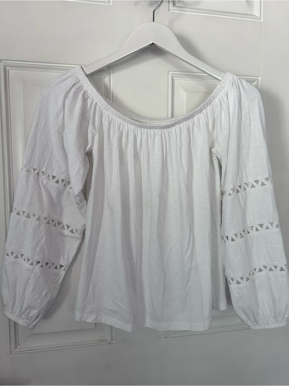 Lilly Pulitzer White Off-Shoulder Eyelet-Sleeve Top